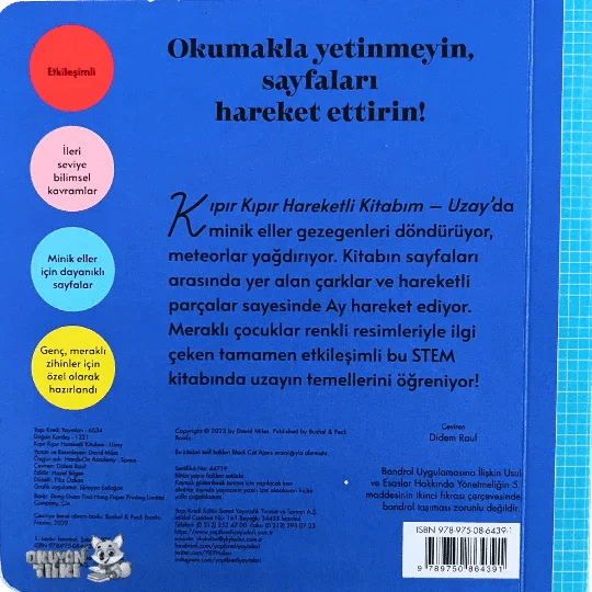 Kıpır Kıpır Hareketli Kitabım – Uzay (3+ Yaş) - Okuyan Tilki