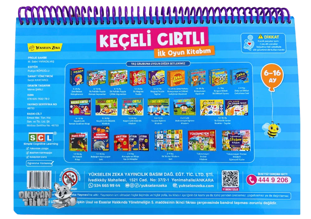 6-16 Ay İlk Cırt Cırtlı Keçeli Etkinlik Kitabım - İlk Oyun Kitabım - Okuyan Tilki