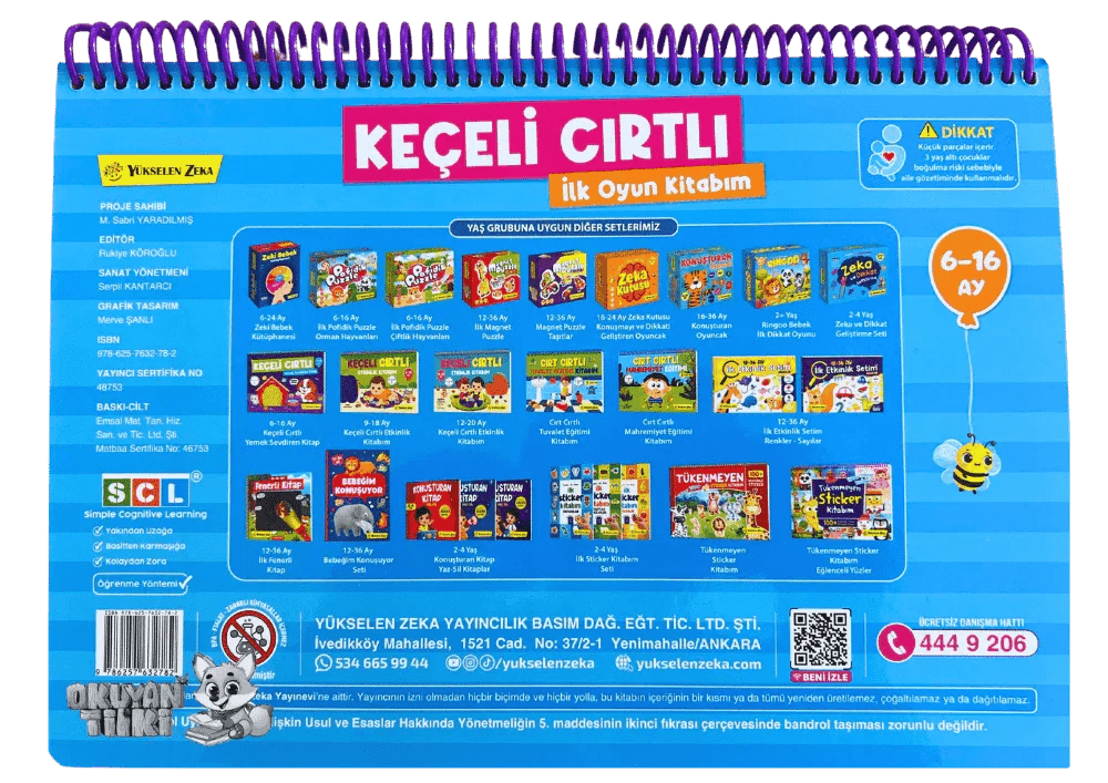 6-16 Ay İlk Cırt Cırtlı Keçeli Etkinlik Kitabım - İlk Oyun Kitabım - Okuyan Tilki