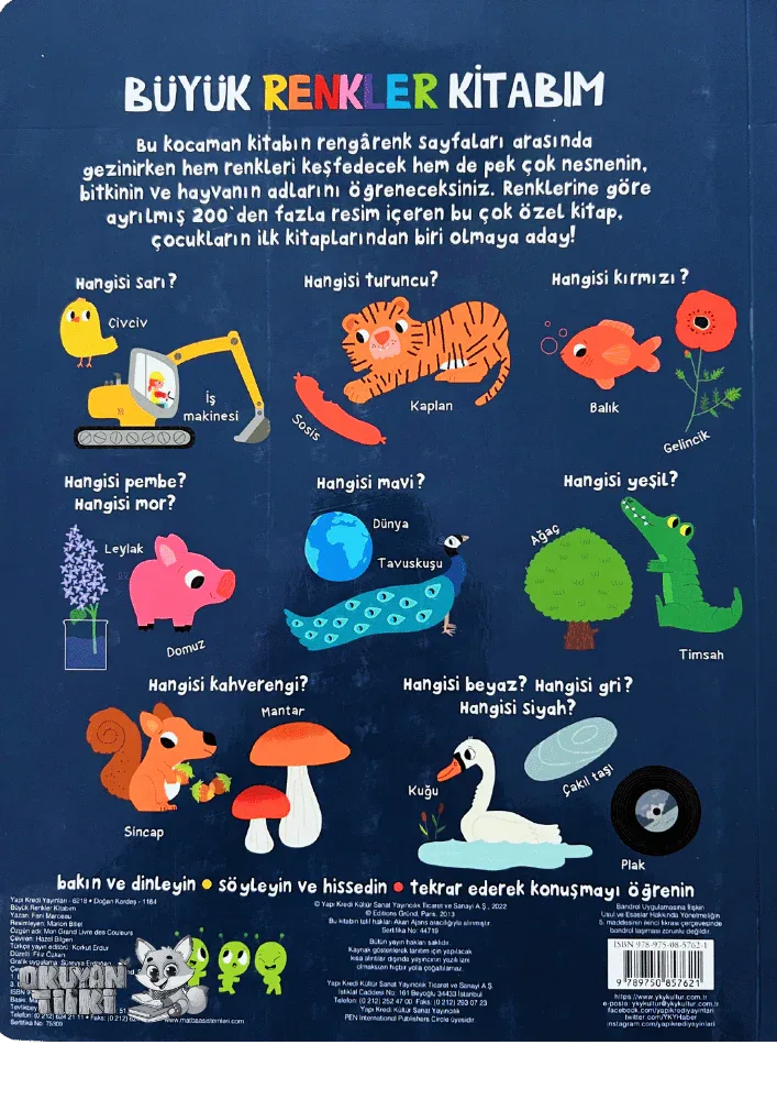 Büyük Renkler Kitabım (1+ Yaş) - Okuyan Tilki