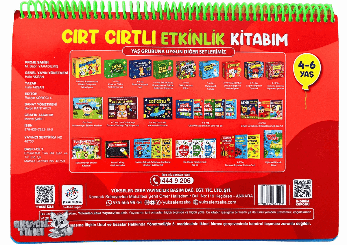 4-6 Yaş Cırt Cırtlı Etkinlik Kitabım - Okuyan Tilki