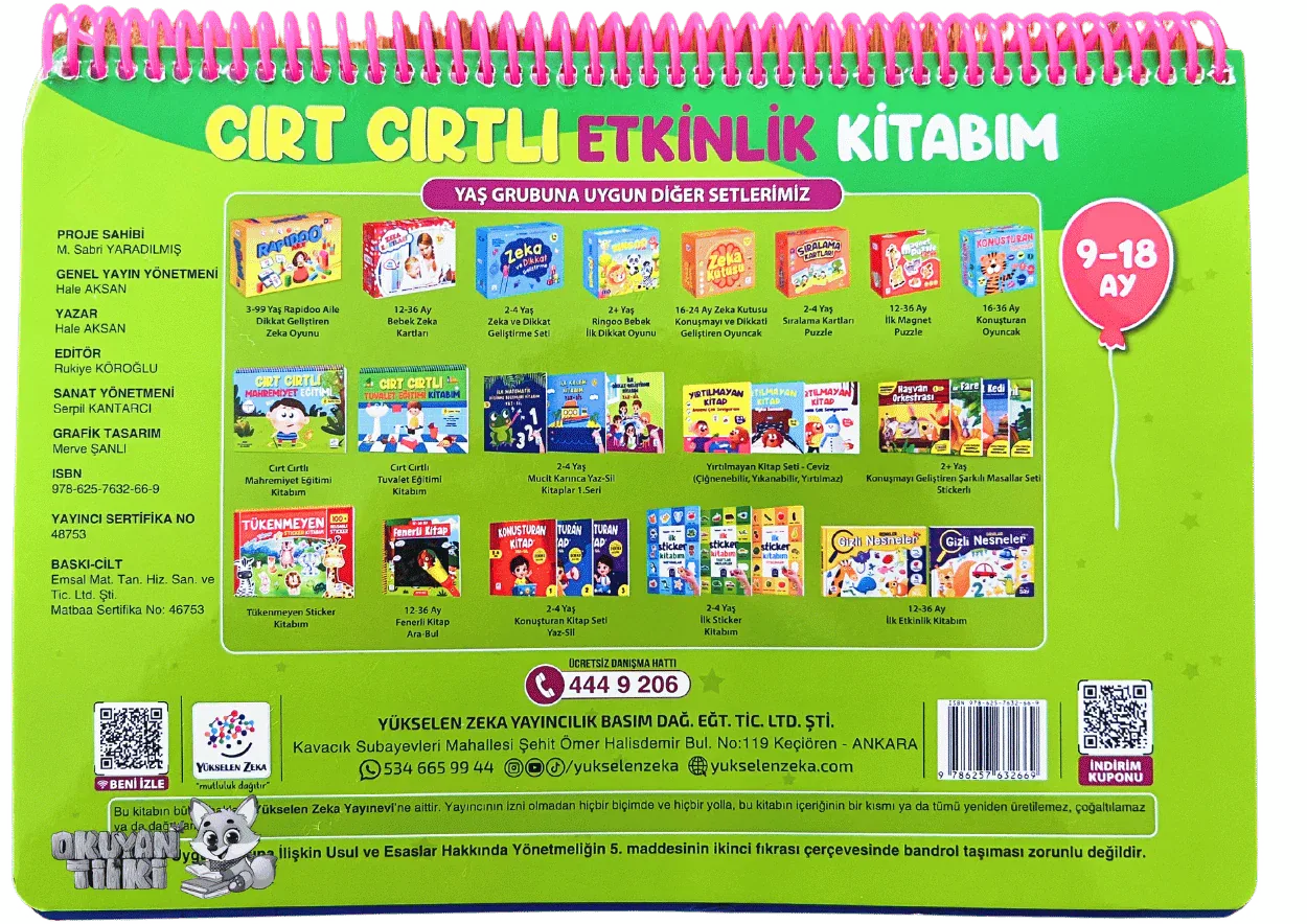 9-18 Ay Cırt Cırtlı Etkinlik Kitabım - Okuyan Tilki
