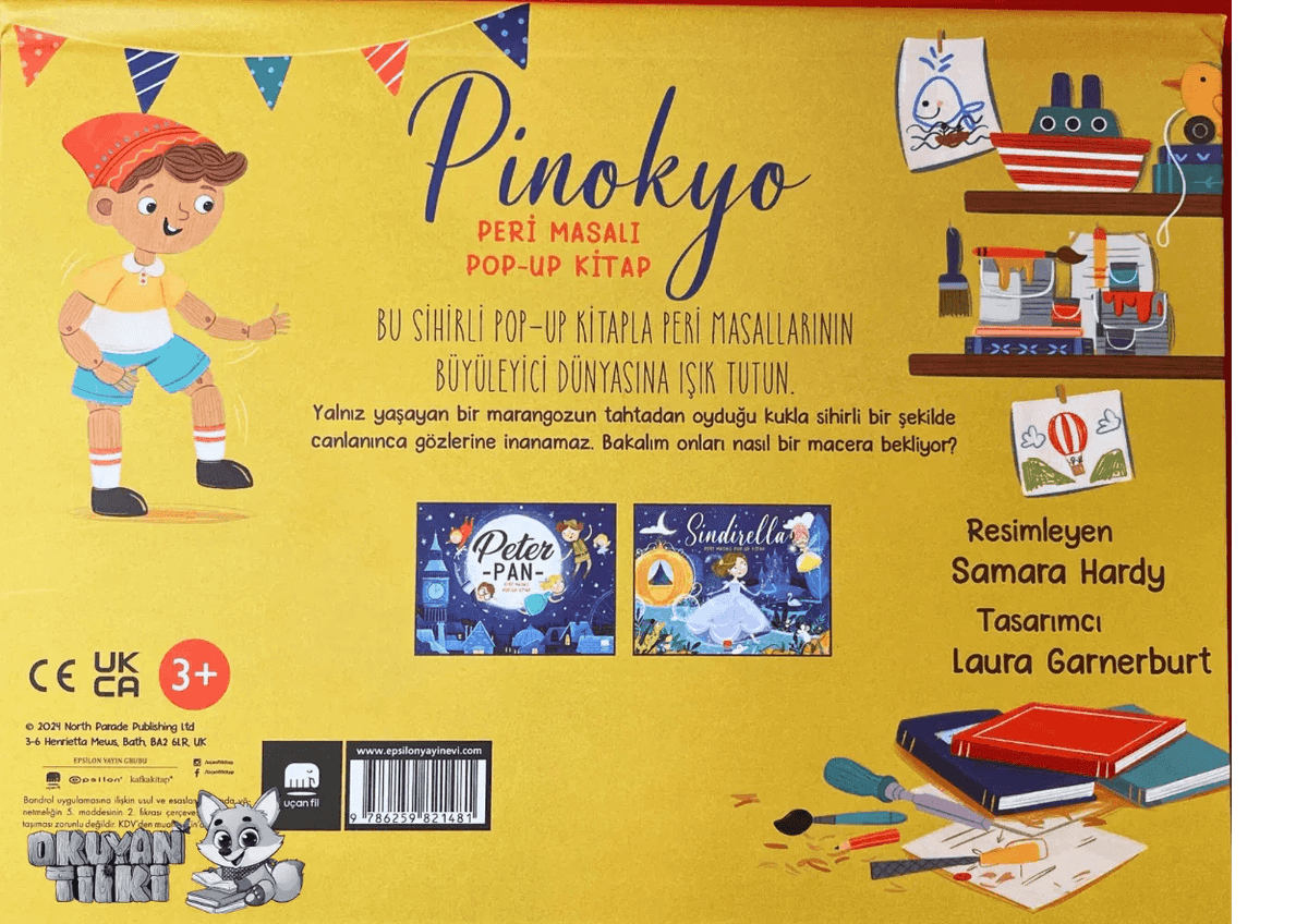 Pinokyo Peri Masalı - Pop Up (3D Kitap, 3+ Yaş) - Okuyan Tilki