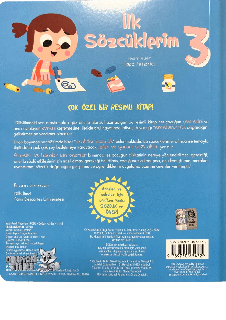 İlk Sözcüklerim – 3 Yaş (3+ Yaş) - Okuyan Tilki