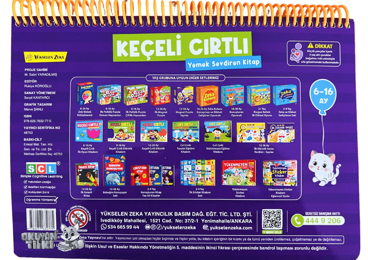 6-16 Ay İlk Cırt Cırtlı Keçeli Etkinlik Kitabım - Yemek Sevdiren Kitap - Okuyan Tilki