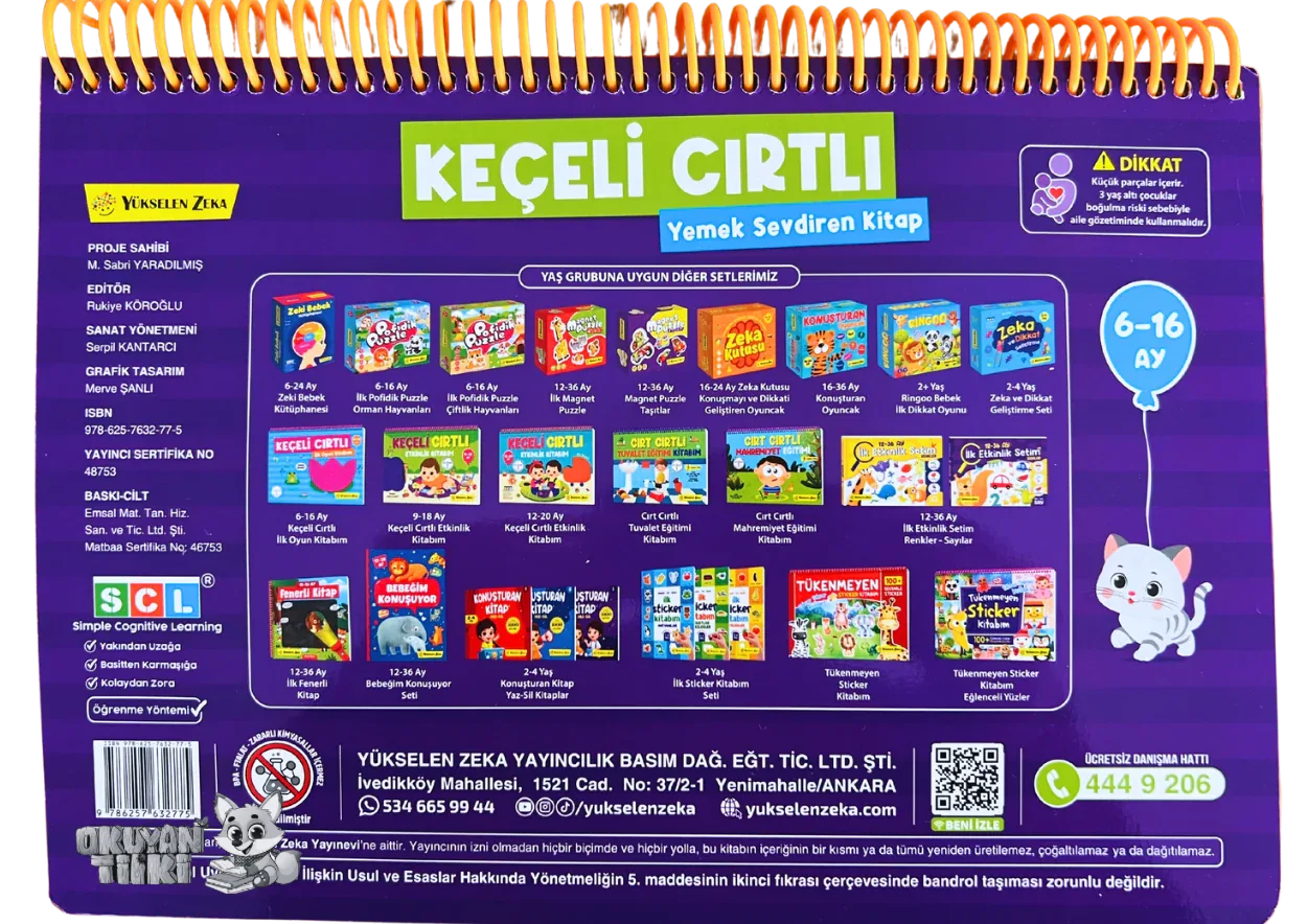 6-16 Ay İlk Cırt Cırtlı Keçeli Etkinlik Kitabım - Yemek Sevdiren Kitap - Okuyan Tilki