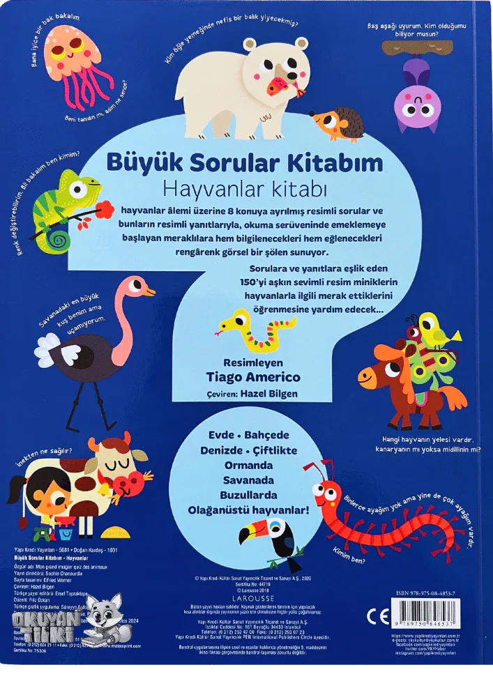 Büyük Sorular Kitabım - Hayvanlar (1+ Yaş) - Okuyan Tilki