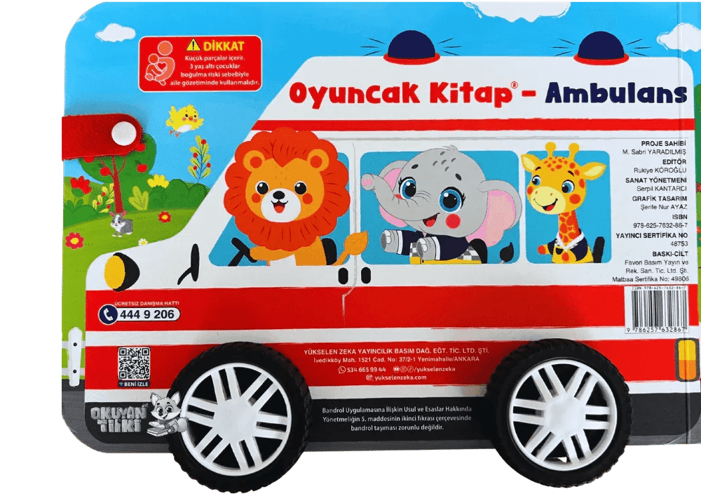 Oyuncak Kitap - Ambulans (Gerçek Tekerlekli) (0+ Yaş) - Okuyan Tilki