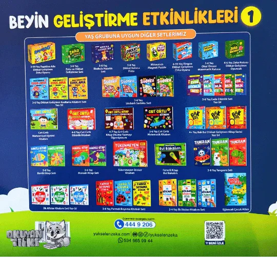 Beyin Geliştirme Etkinlikleri 1 - Yaz Sil (3-6 Yaş) - Okuyan Tilki