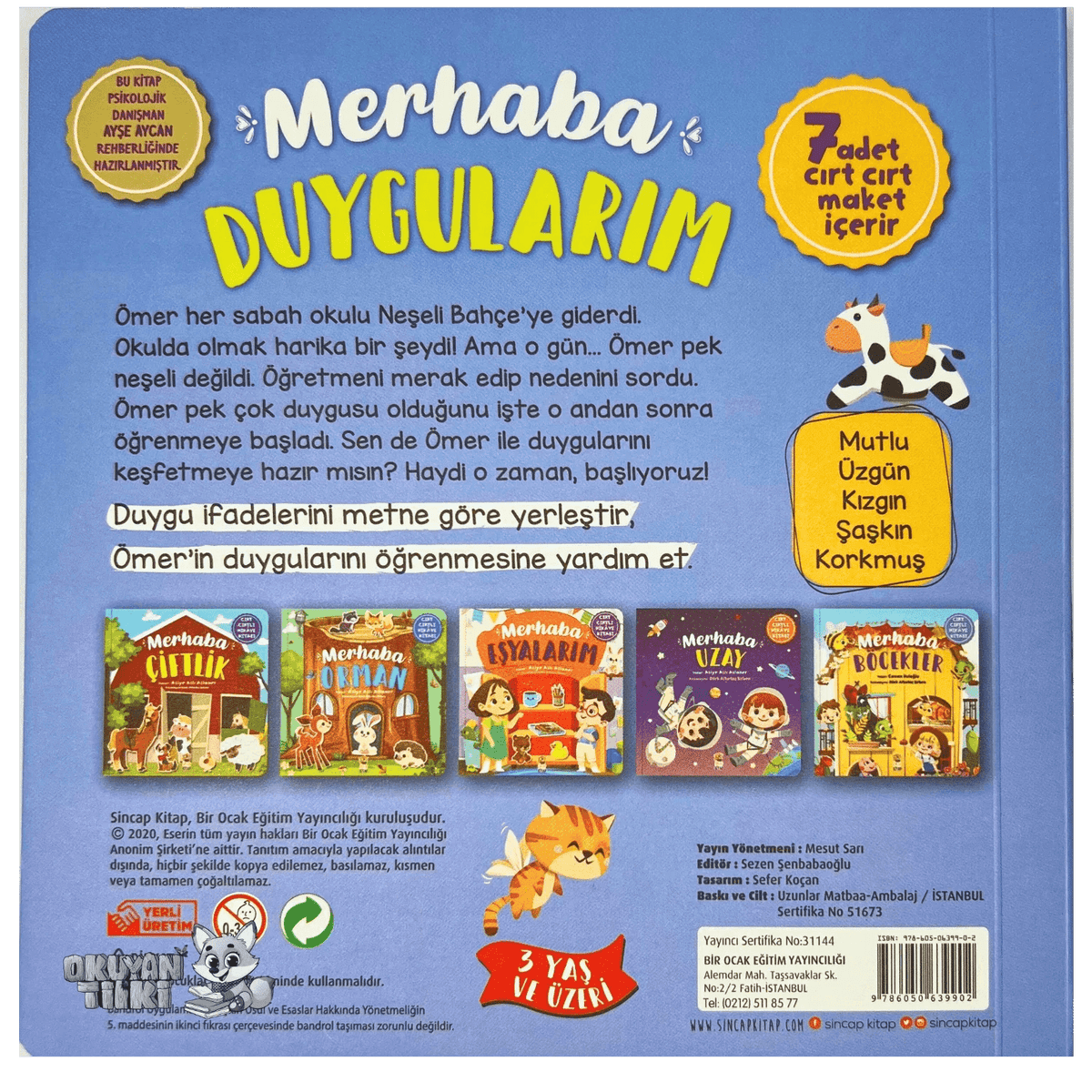 Merhaba Duygularım - Cırt Cırtlı Hikaye Kitabı (1+ Yaş) - Okuyan Tilki