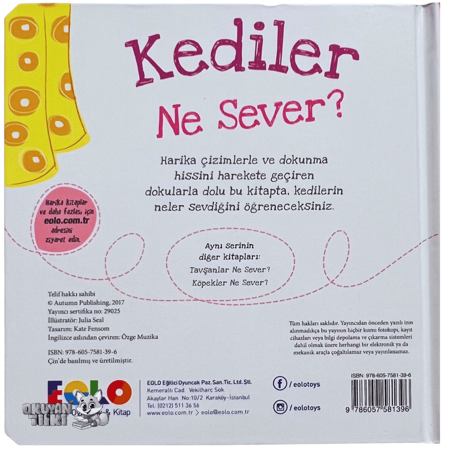 Kediler Ne Sever? - Dokun Hisset Kitaplar (Fühlbuch, 2+ Yaş) - Okuyan Tilki