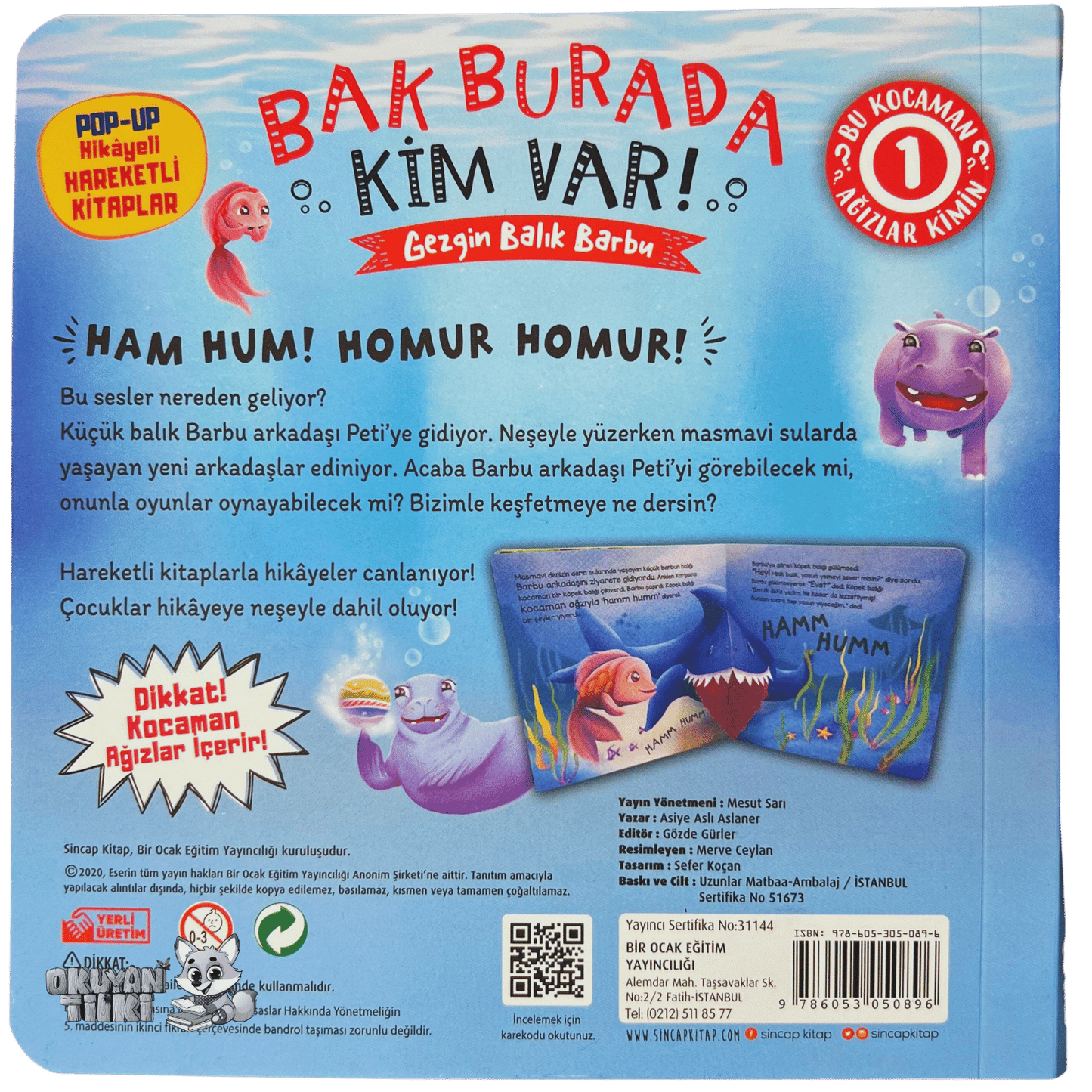Bak Burada Kim Var - Gezgin Balık Barbu (3D Kitap, 2+ Yaş) - Okuyan Tilki