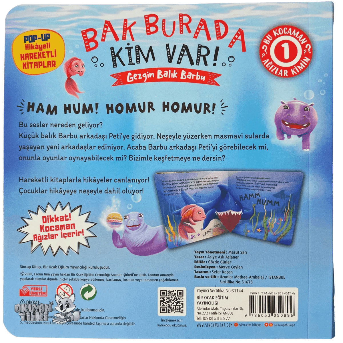 Bak Burada Kim Var - Gezgin Balık Barbu (3D Kitap, 2+ Yaş) - Okuyan Tilki
