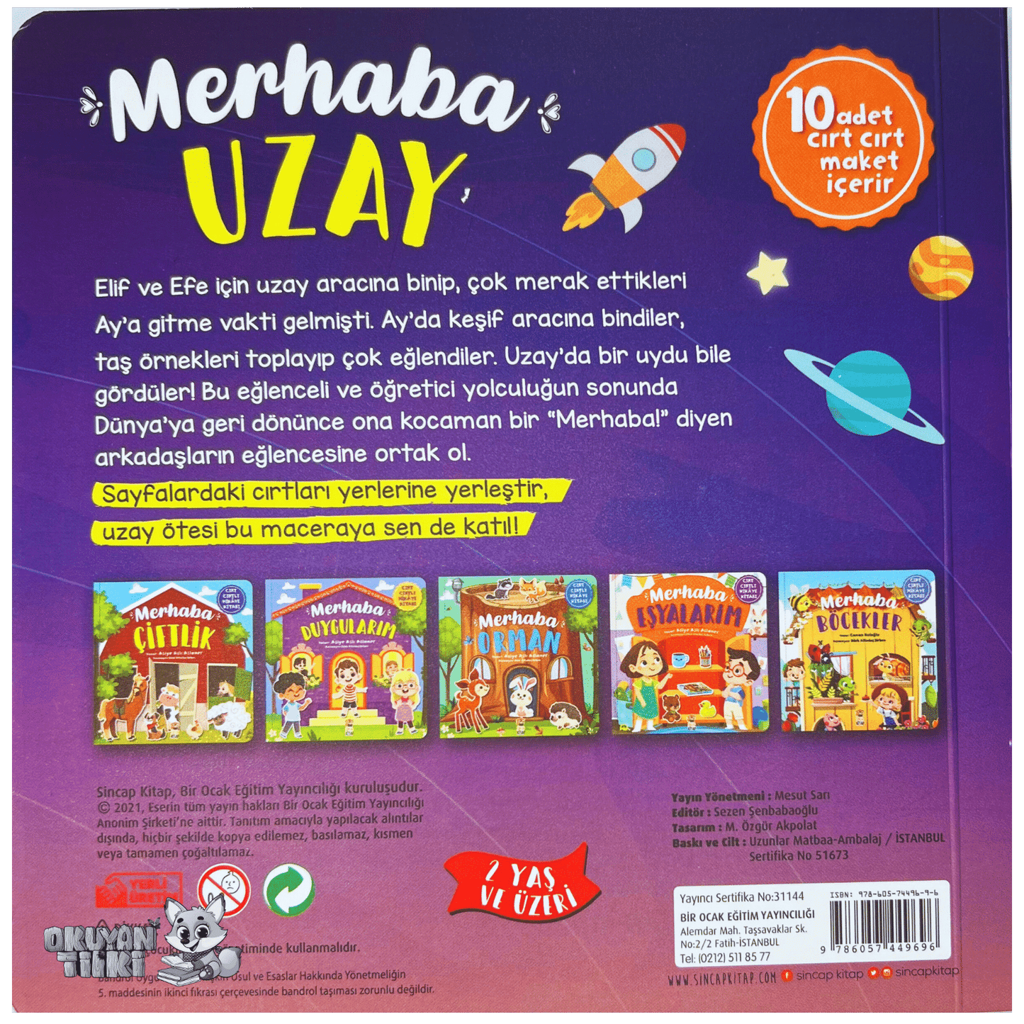 Merhaba Uzay - Cırt Cırtlı Hikaye Kitabı (1+ Yaş) - Okuyan Tilki