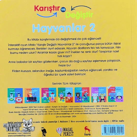 Karıştır ve Değiştir - Hayvanlar 2 (0+ Yaş) - Okuyan Tilki