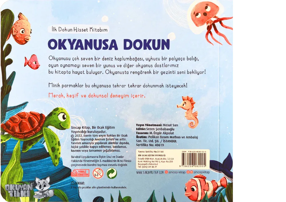 İlk Dokun Hisset Kitabım-Okyanusa Dokun (Fühlbuch, 2+ Yaş) - Okuyan Tilki