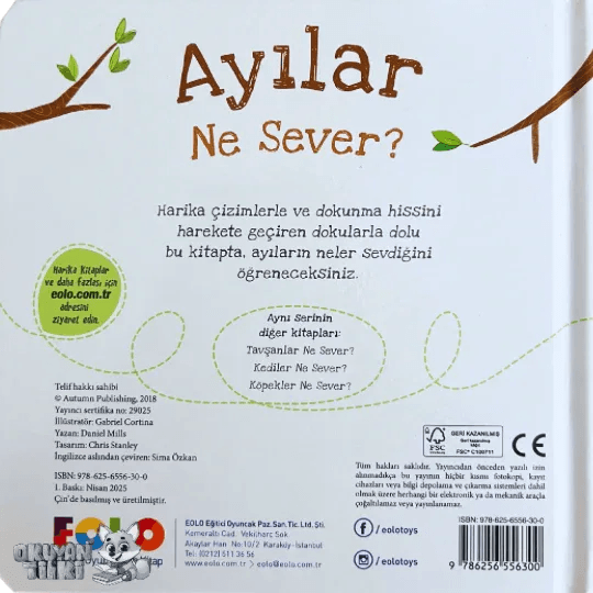 Ayılar Ne Sever? - Dokun Hisset Kitaplar (Fühlbuch, 2+ Yaş) - Okuyan Tilki