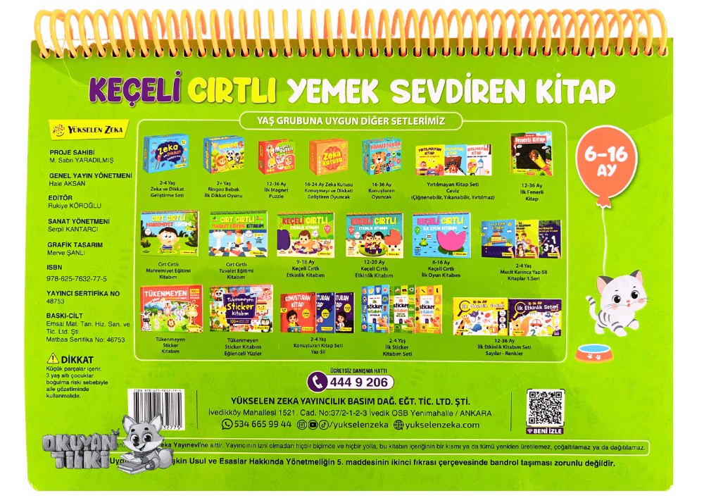 6-16 Ay İlk Cırt Cırtlı Keçeli Etkinlik Kitabım - Yemek Sevdiren Kitap