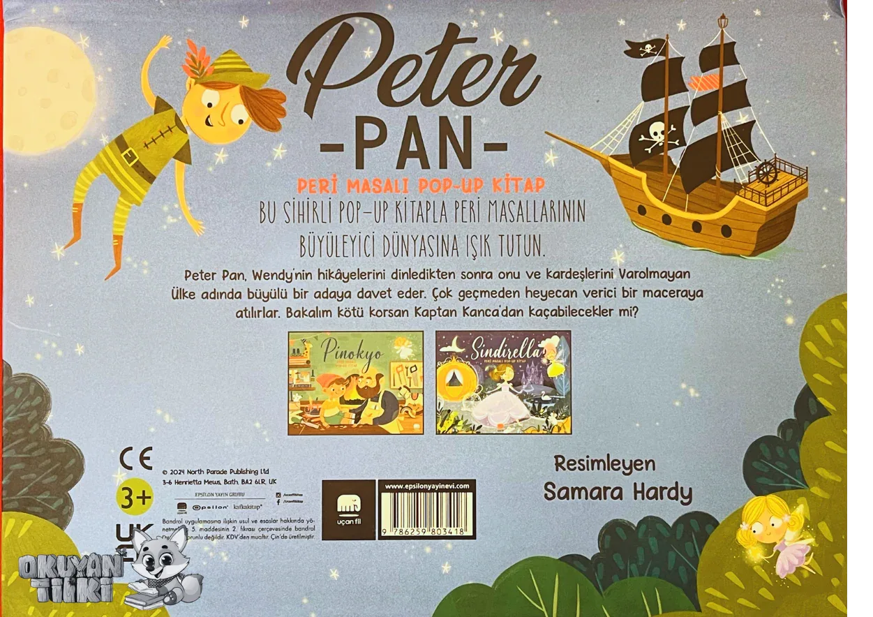 Peter Pan Peri Masalı - Pop Up (3D Kitap, 3+ Yaş) - Okuyan Tilki