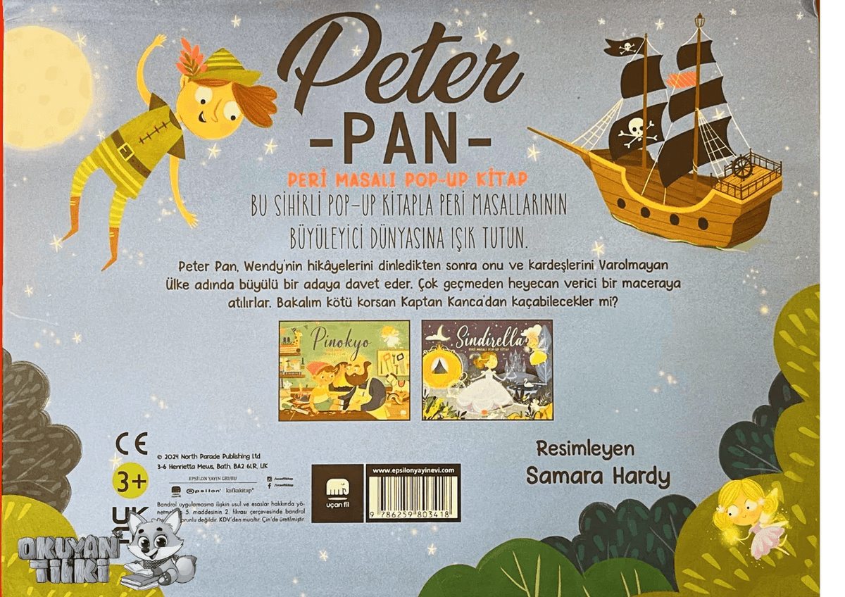 Peter Pan Peri Masalı - Pop Up (3D Kitap, 3+ Yaş) - Okuyan Tilki