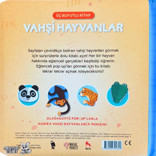 Üç Boyutlu Kitap - Vahşi Hayvanlar (1+ Yaş) - Okuyan Tilki