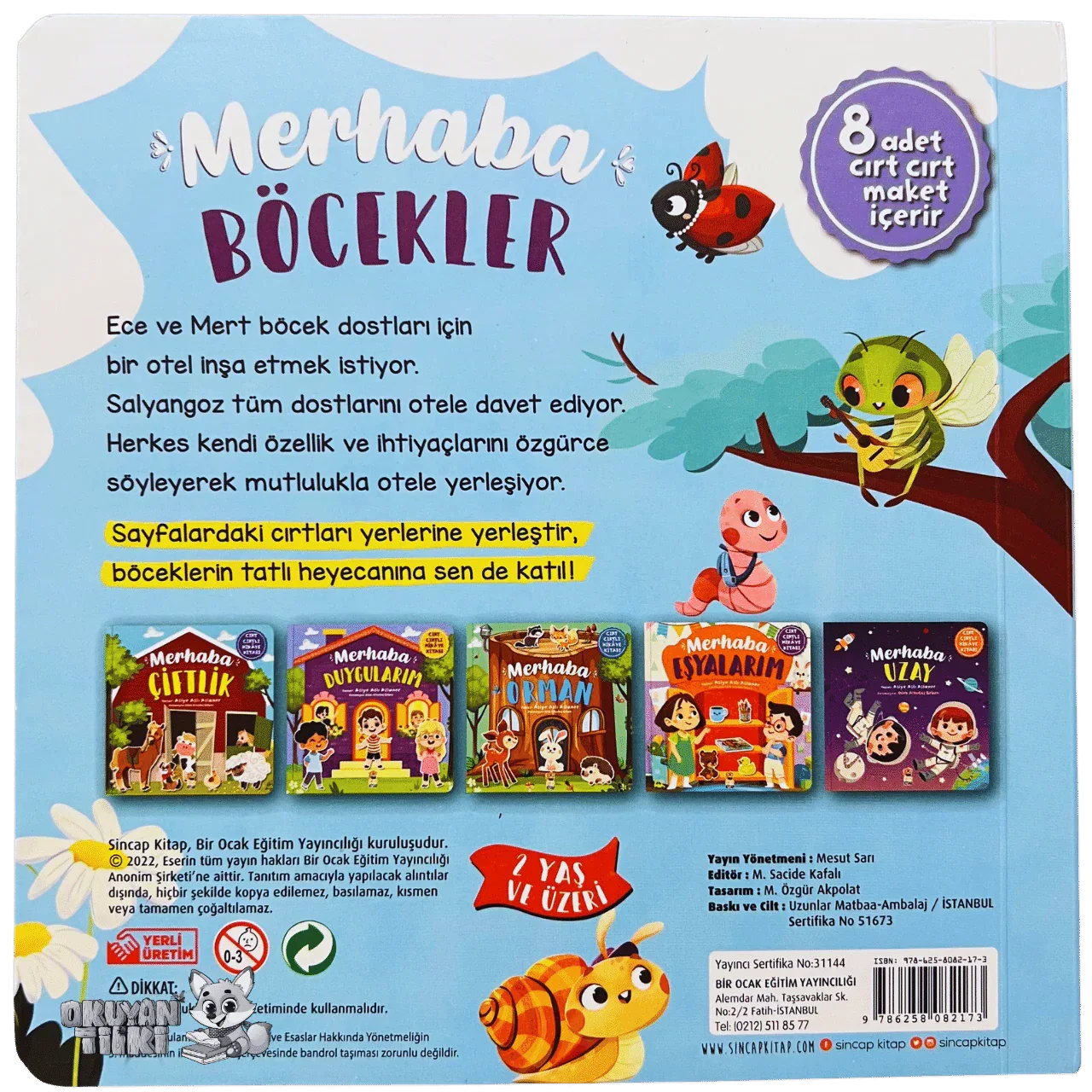 Merhaba Böcekler - Cırt Cırtlı Hikaye Kitabı (1+ Yaş) - Okuyan Tilki