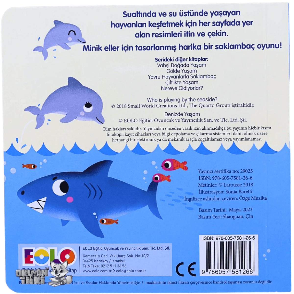 Sürgülü Kitap - Denizde Yaşam (2+ Yaş) - Okuyan Tilki