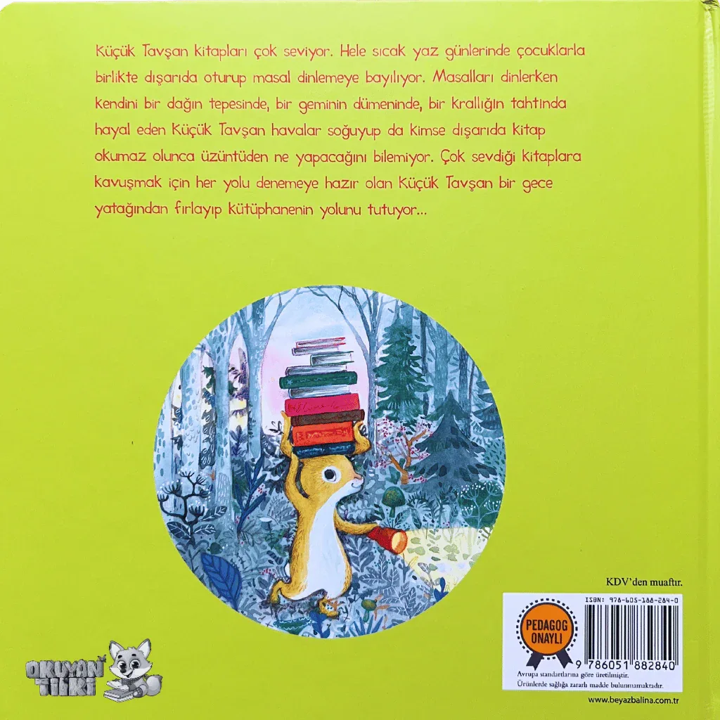 Kütüphane Tavşanı - Organik Kitap (4+ Yaş) - Okuyan Tilki