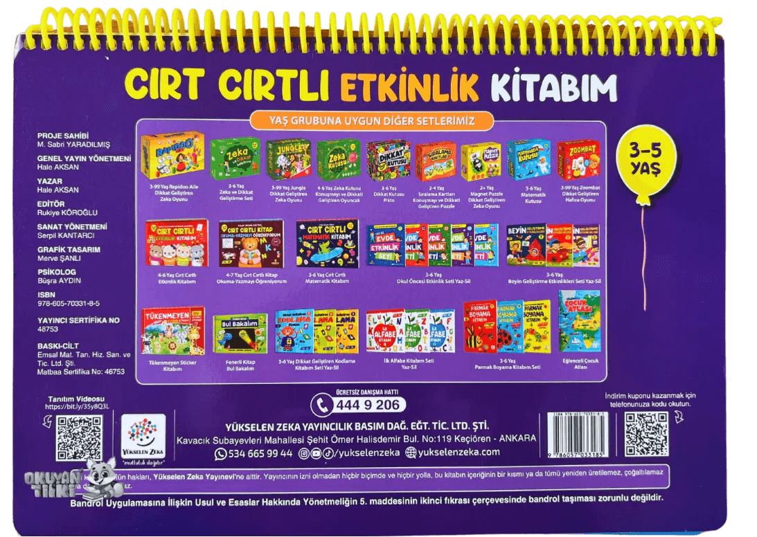3-5 Yaş Cırt Cırtlı Etkinlik Kitabım - Okuyan Tilki