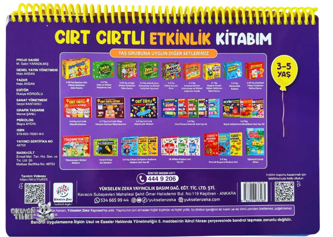 3-5 Yaş Cırt Cırtlı Etkinlik Kitabım - Okuyan Tilki