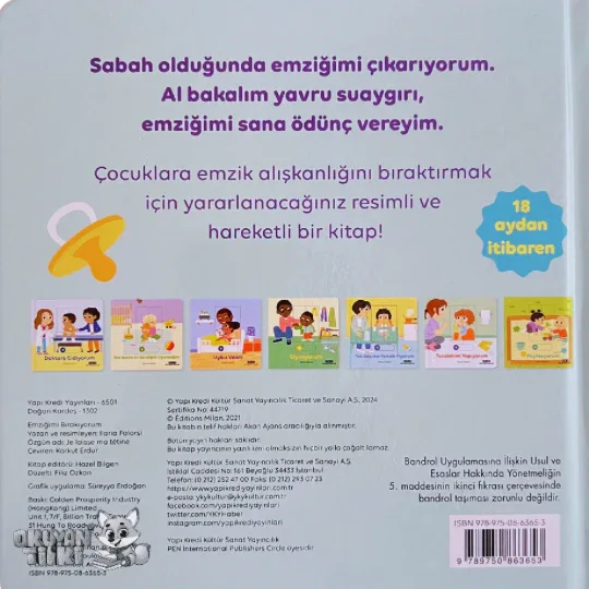 Emziğimi Bırakıyorum - Hareketli Büyüyorum Serisi (0+ Yaş) - Okuyan Tilki