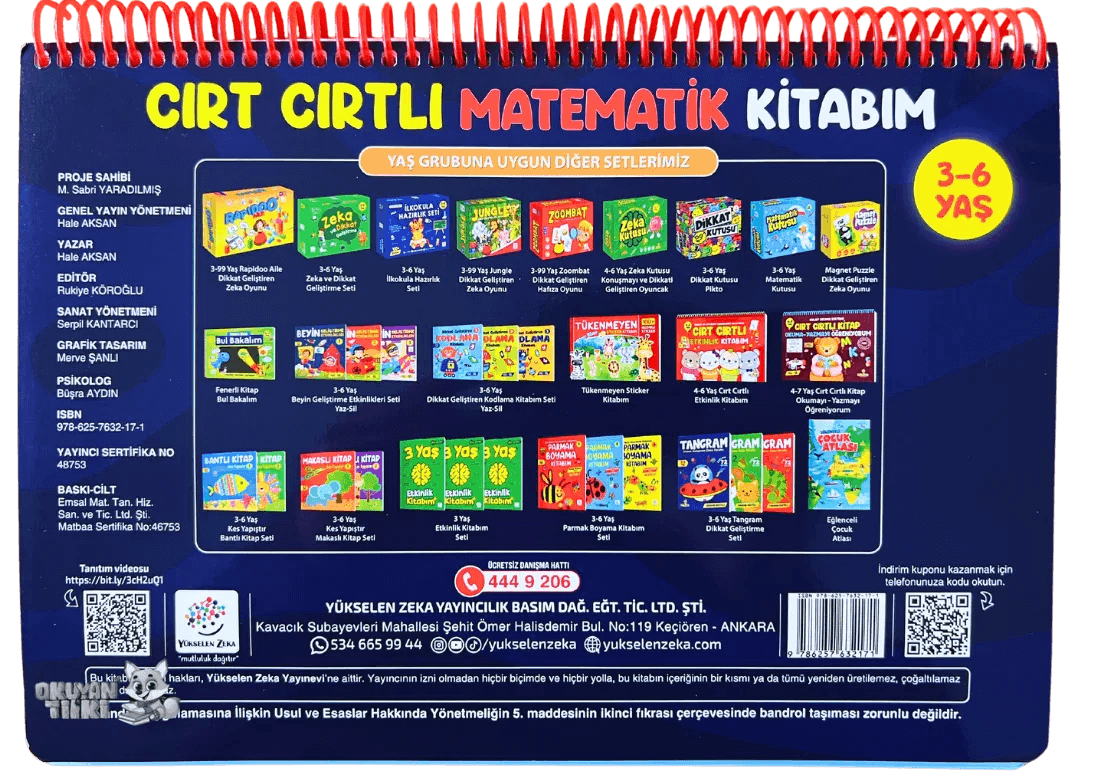 3-6 Yaş Cırt Cırtlı Matematik Kitabım - Okuyan Tilki