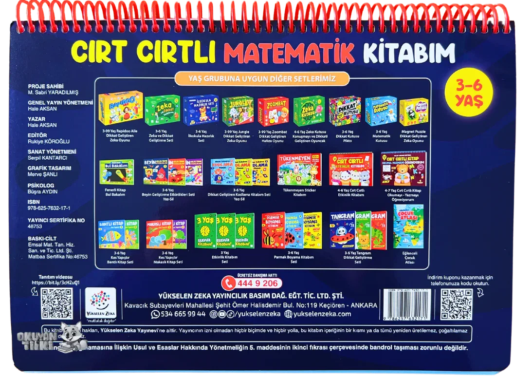 3-6 Yaş Cırt Cırtlı Matematik Kitabım - Okuyan Tilki