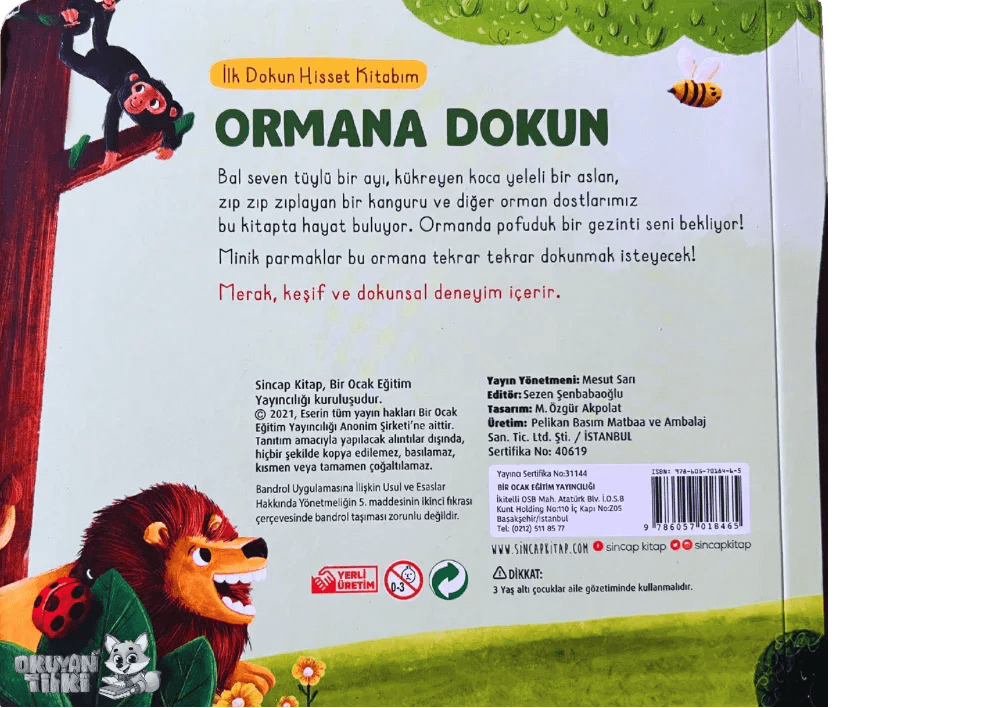 İlk Dokun Hisset Kitabım-Ormana Dokun (Fühlbuch, 2+ Yaş) - Okuyan Tilki