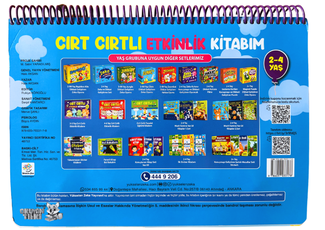 2-4 Yaş Cırt Cırtlı Etkinlik Kitabım