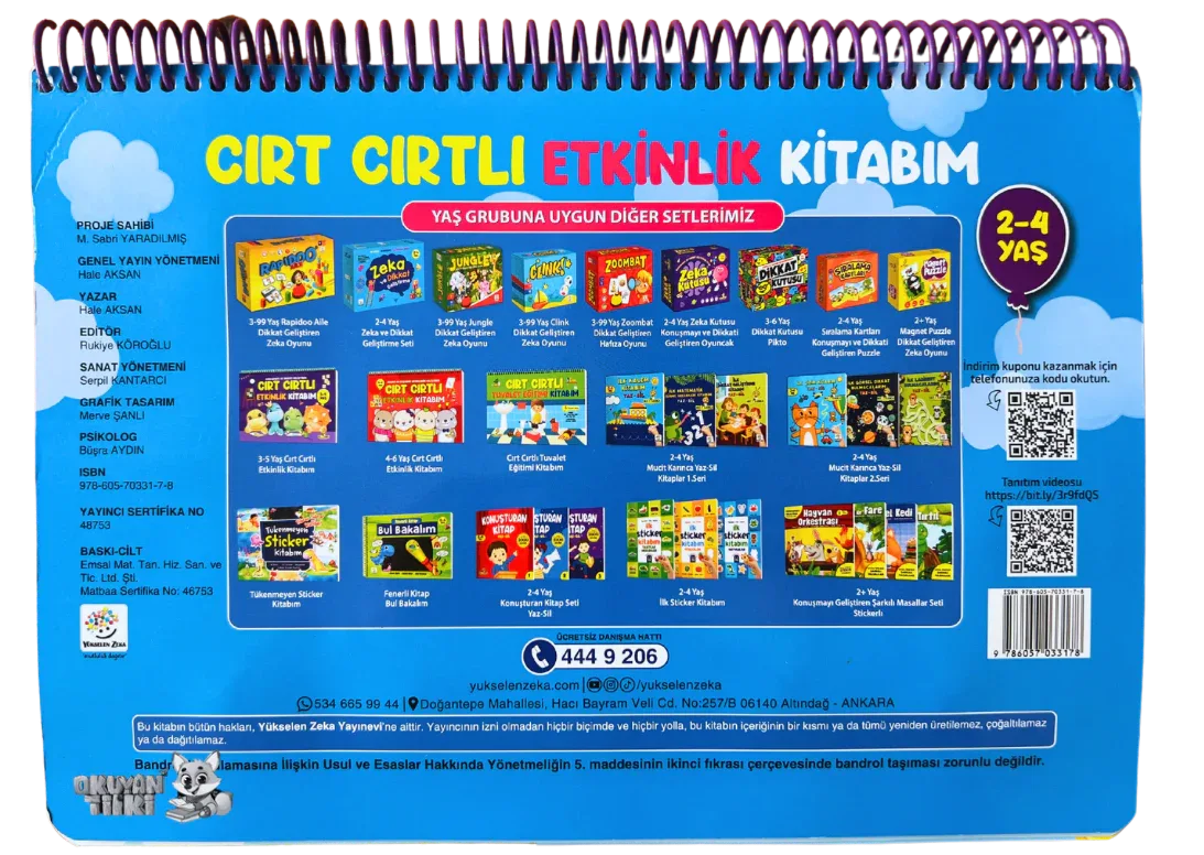 2-4 Yaş Cırt Cırtlı Etkinlik Kitabım - Okuyan Tilki