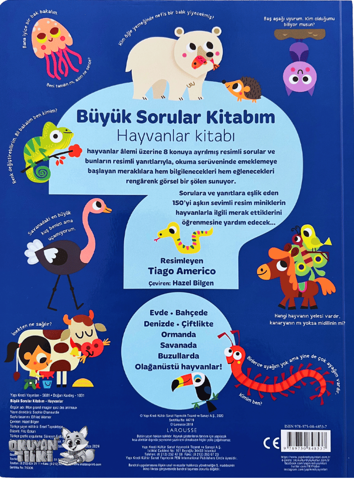 Büyük Sorular Kitabım - Hayvanlar (1+ Yaş)