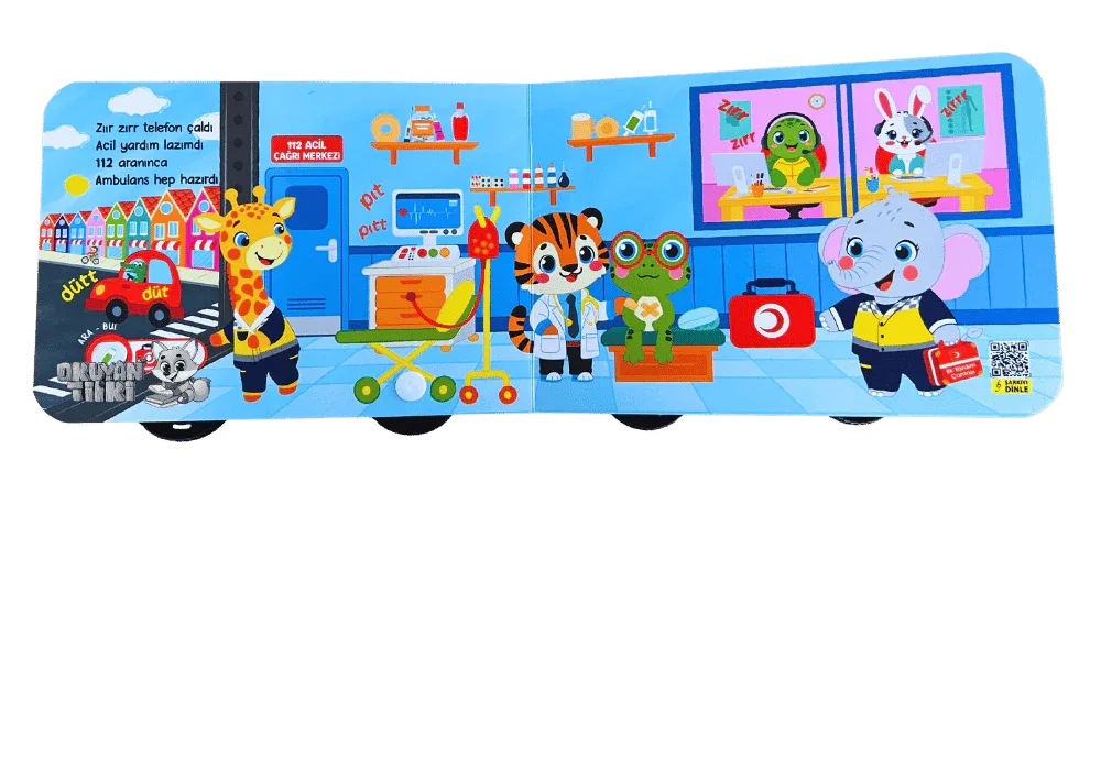 Oyuncak Kitap - Ambulans (Gerçek Tekerlekli) (0+ Yaş) - Okuyan Tilki