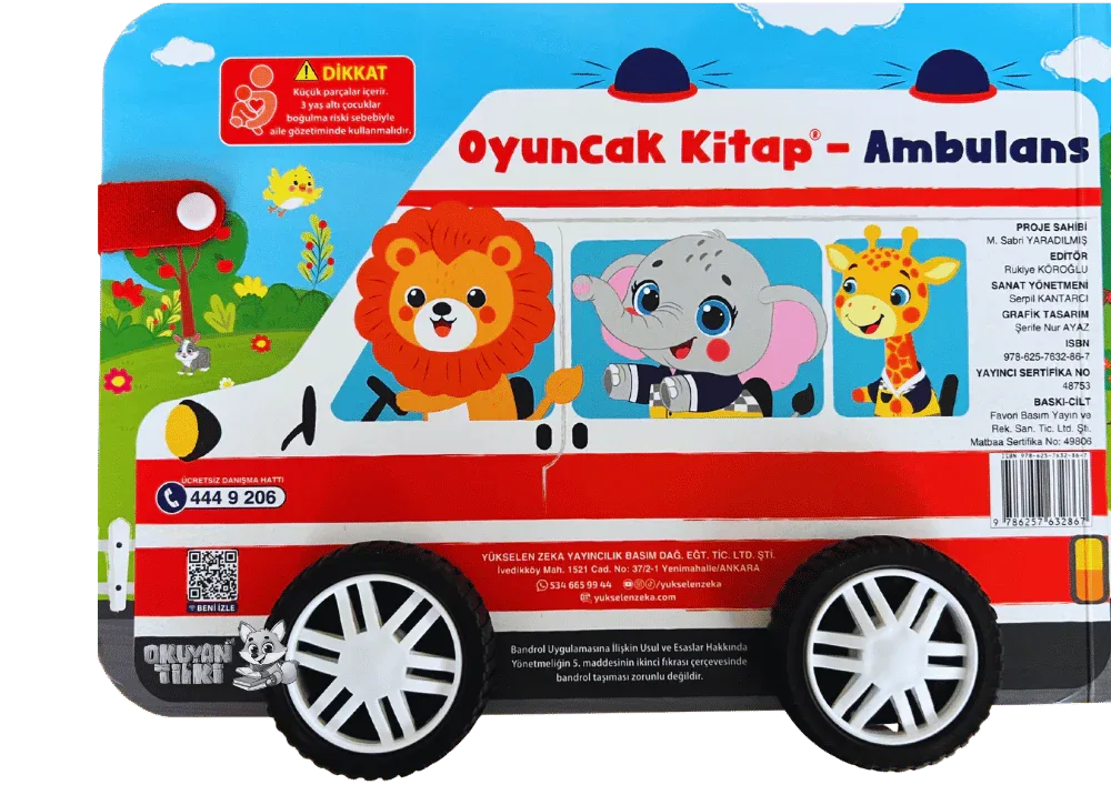 Oyuncak Kitap - Ambulans (Gerçek Tekerlekli) (0+ Yaş) - Okuyan Tilki