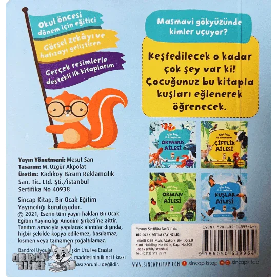 Bilgi Dolu İlk Kitaplarım - Kuşlar Ailesi (1+ Yaş) - Okuyan Tilki