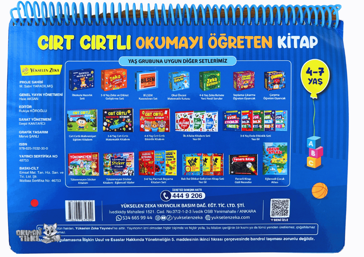 Cırt Cırtlı Okumayı Yazmayı Öğreten Kitap (4-7 Yaş)